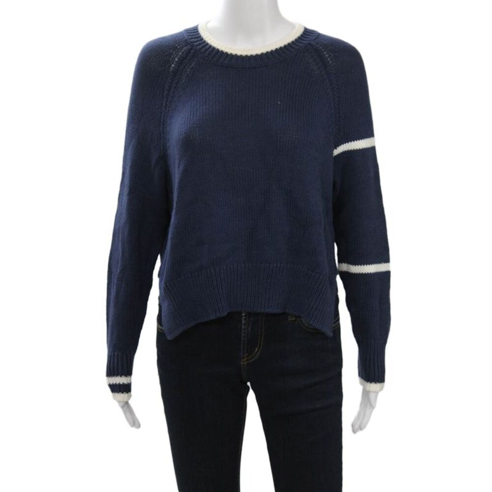 360 Sweater Womens Dark Blue Cotton Crew Neck Pullover Size XS